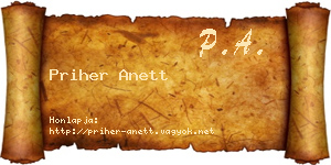 Priher Anett névjegykártya